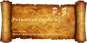 Petkovits Zalán névjegykártya